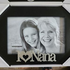 Black Matte photo frame with stand 4 x 6. I love Nana silver color logo